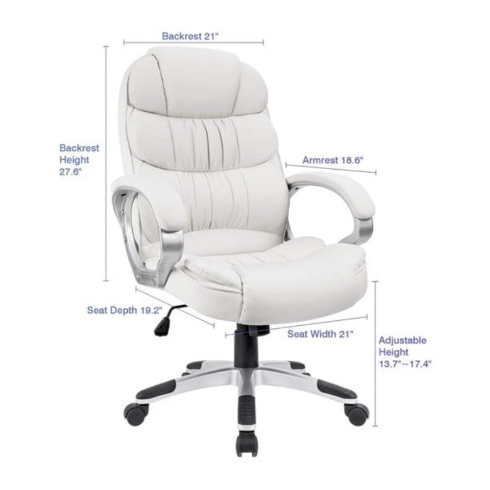 High Back Vegan Leather Executive Office Chair in Ivory White