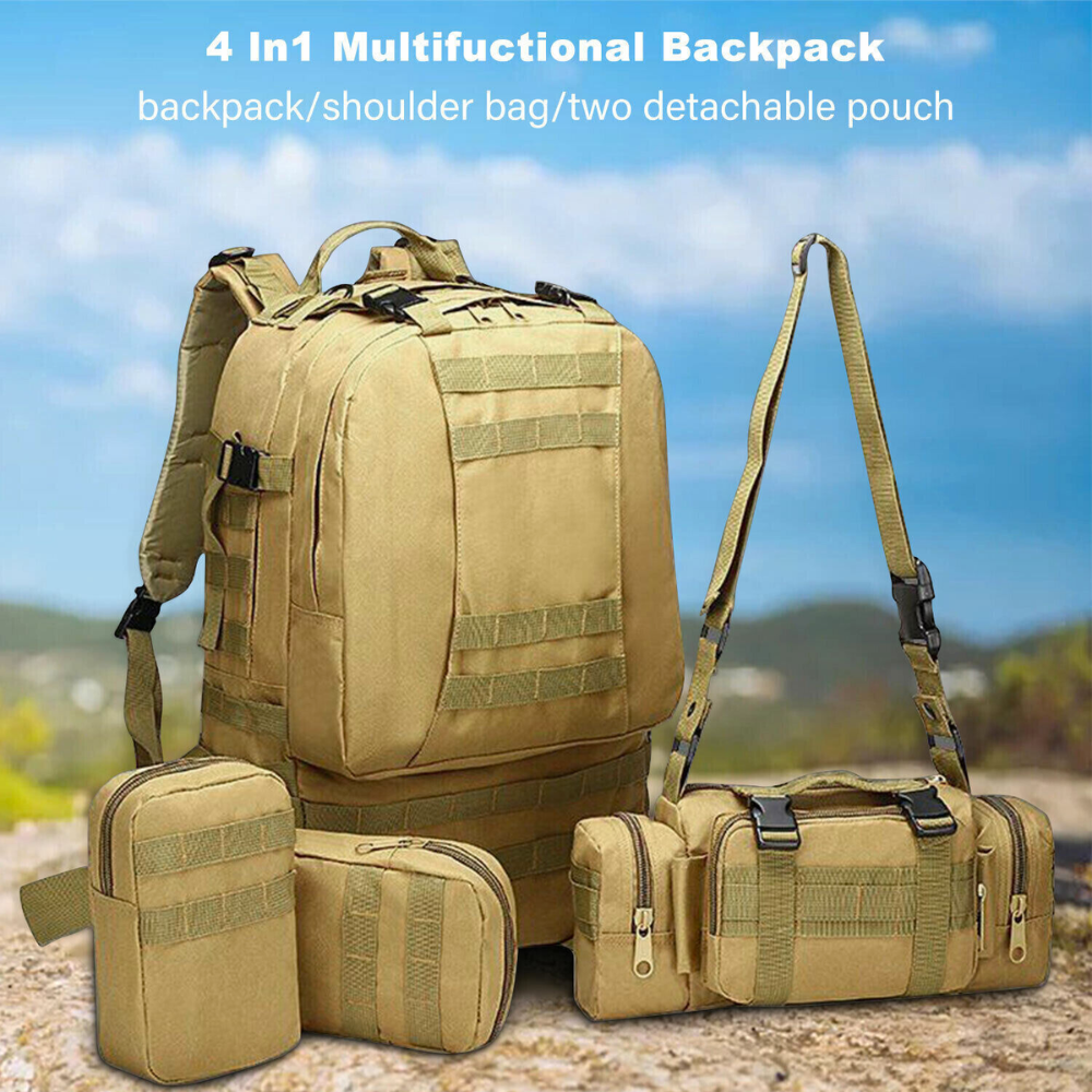 55L Waterproof Backpack for Outdoor Activities with Military-Inspired Design