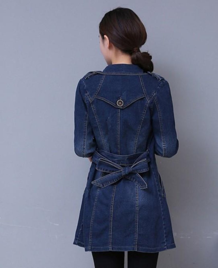 Slim Fit Double Breasted Women's Denim Jacket