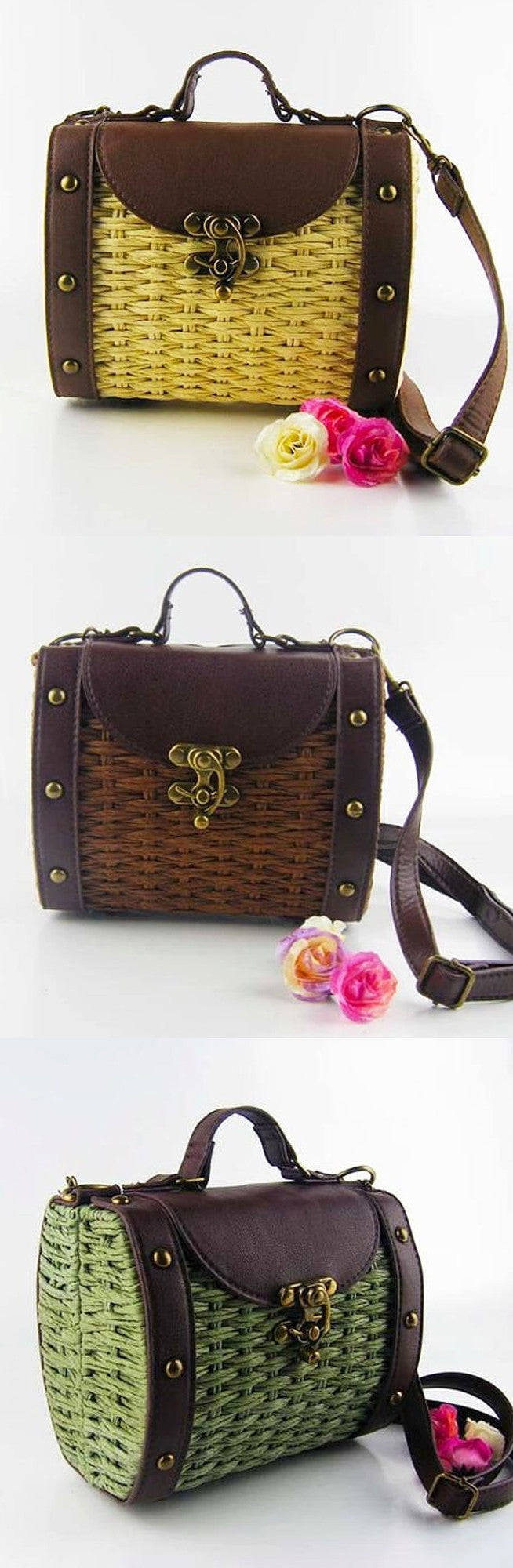 Vintage Style Handwoven Straw Bag for Women