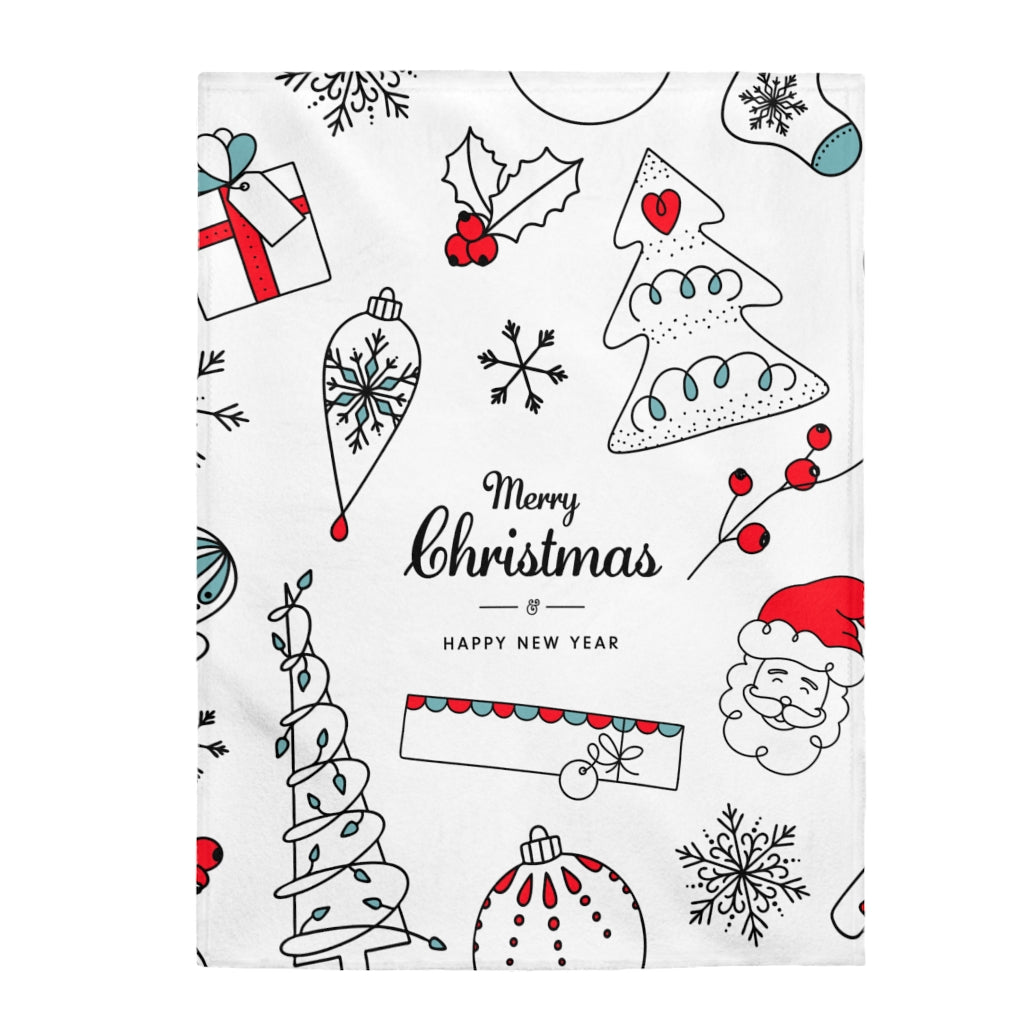Velveteen Plush Blanket with a Festive Holiday Design