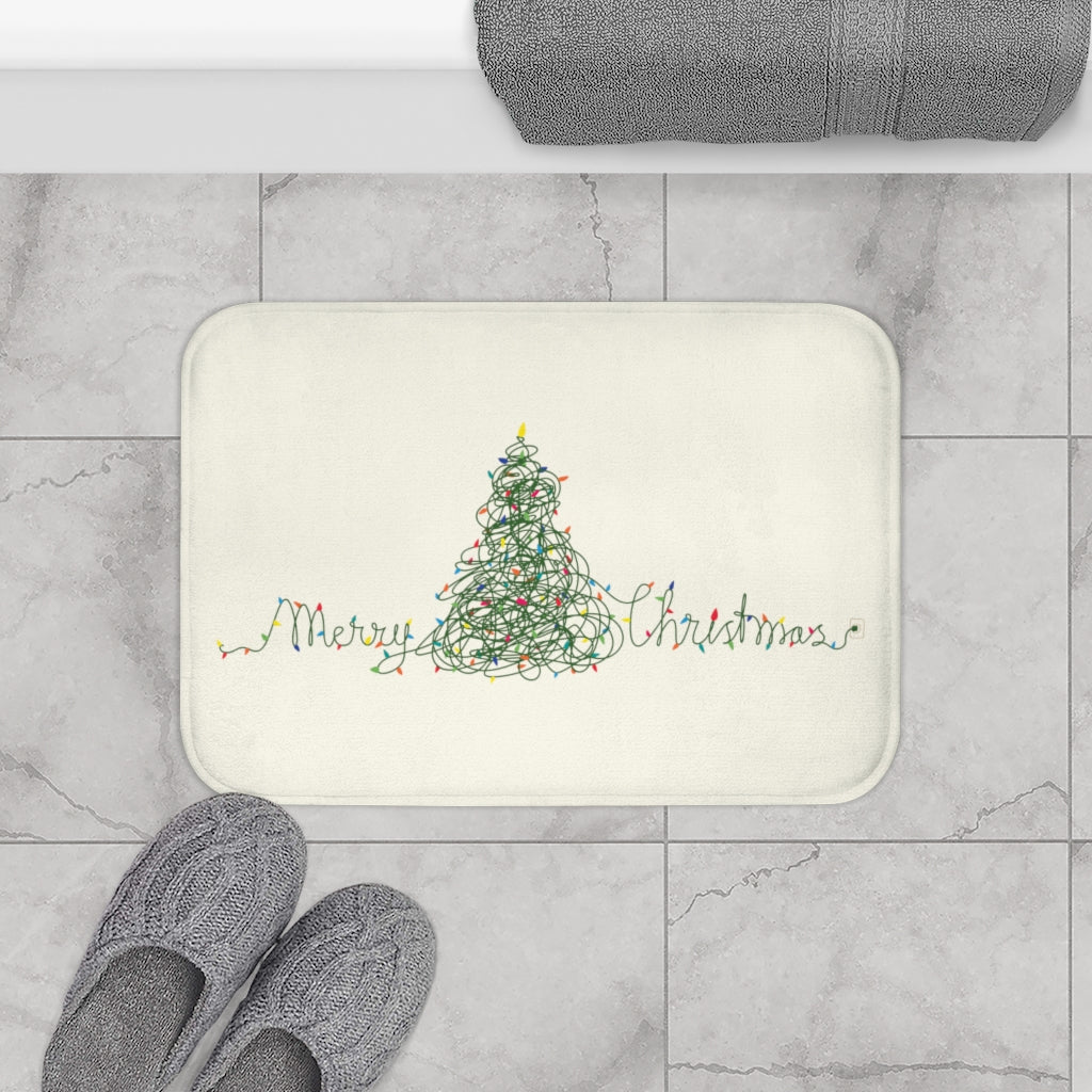 Christmas Tree Lights Bathroom Rug - Festive Home Decor