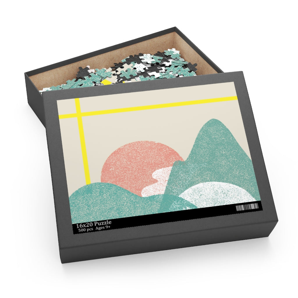 500-Piece Jigsaw Puzzle Featuring a Landscape of Yellow Stripes