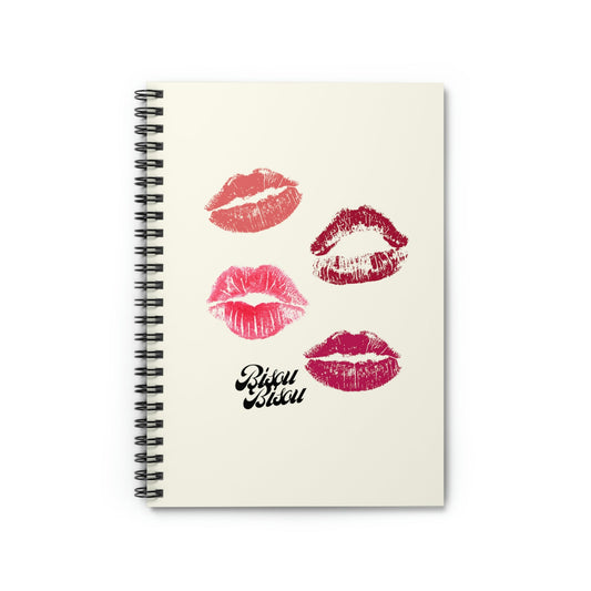 Spiral Notebook with Bisou Bisou Kisses Design