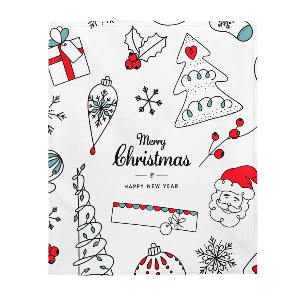 Velveteen Plush Blanket with a Festive Holiday Design