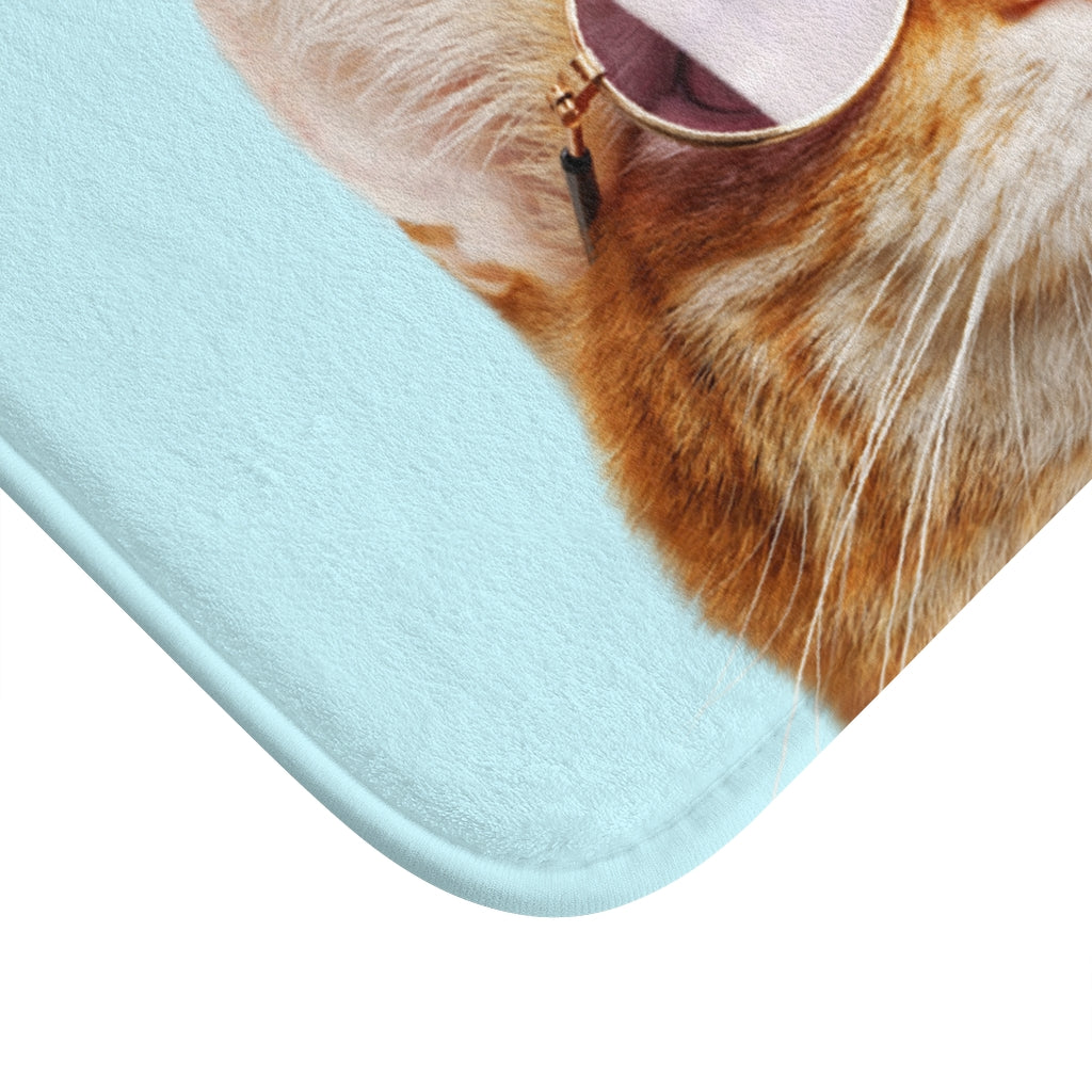 Sunglasses-Wearing Cat Bath Mat