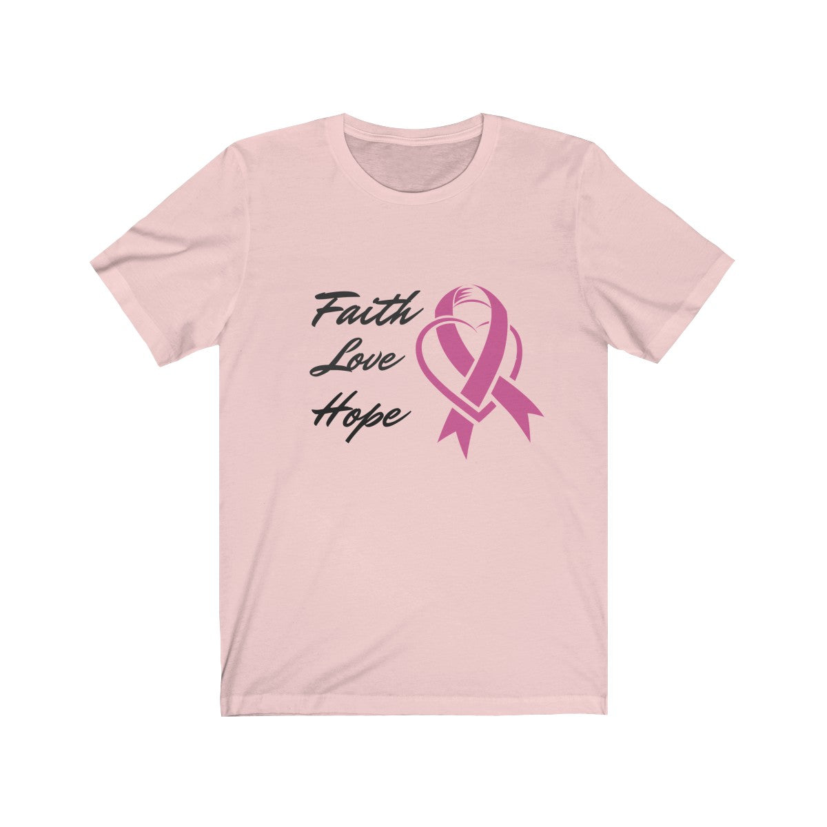 Pink Ribbon Theme T-Shirt - Embodying Faith, Love, and Hope
