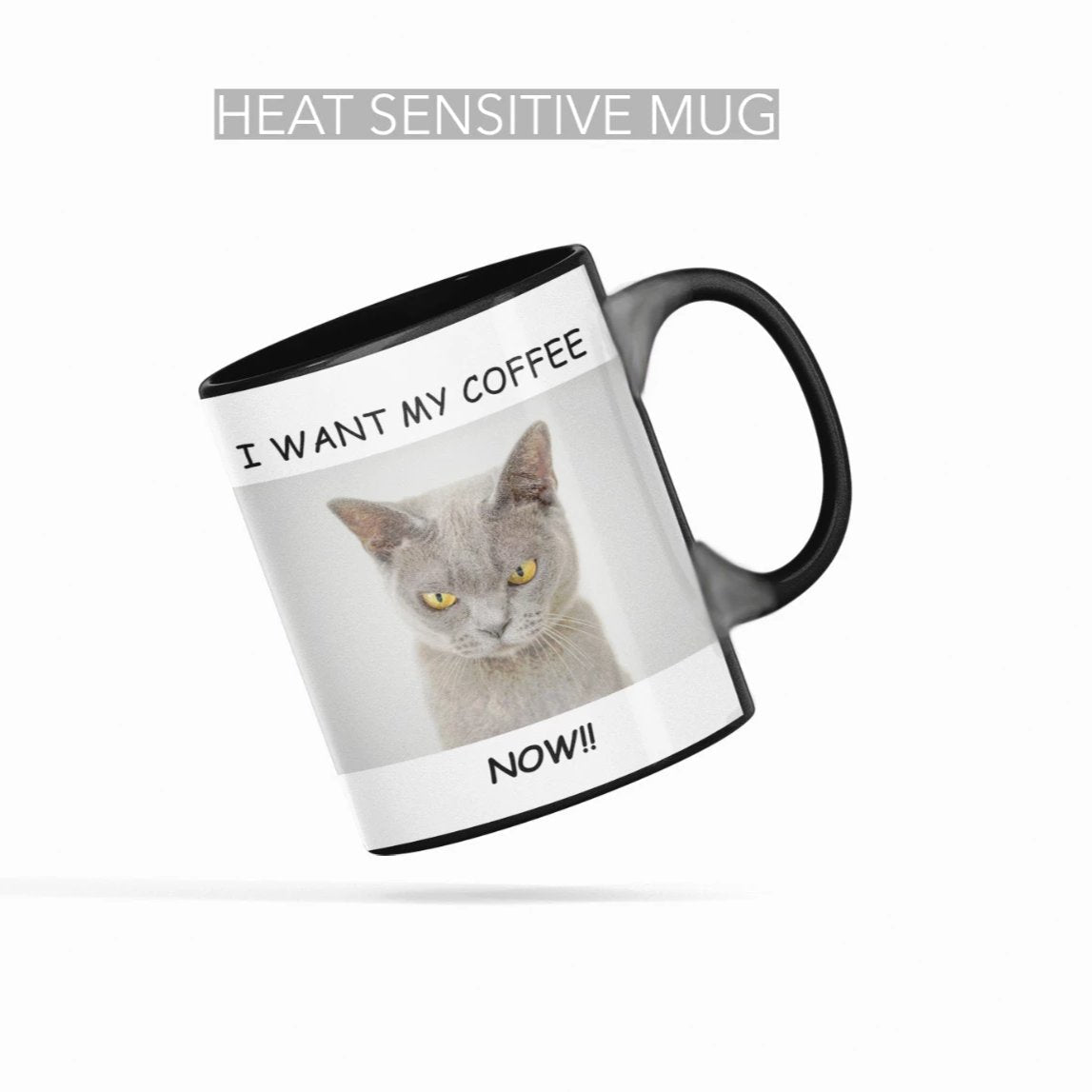 Color Changing Mug for Coffee-Loving Cat with Heat Sensitivity