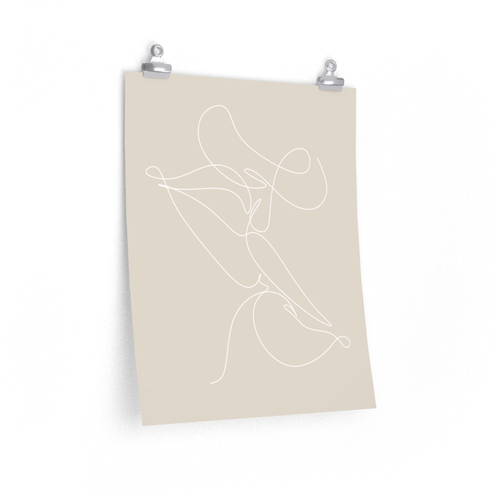 Abstract Art Print with Kiss Outline Design