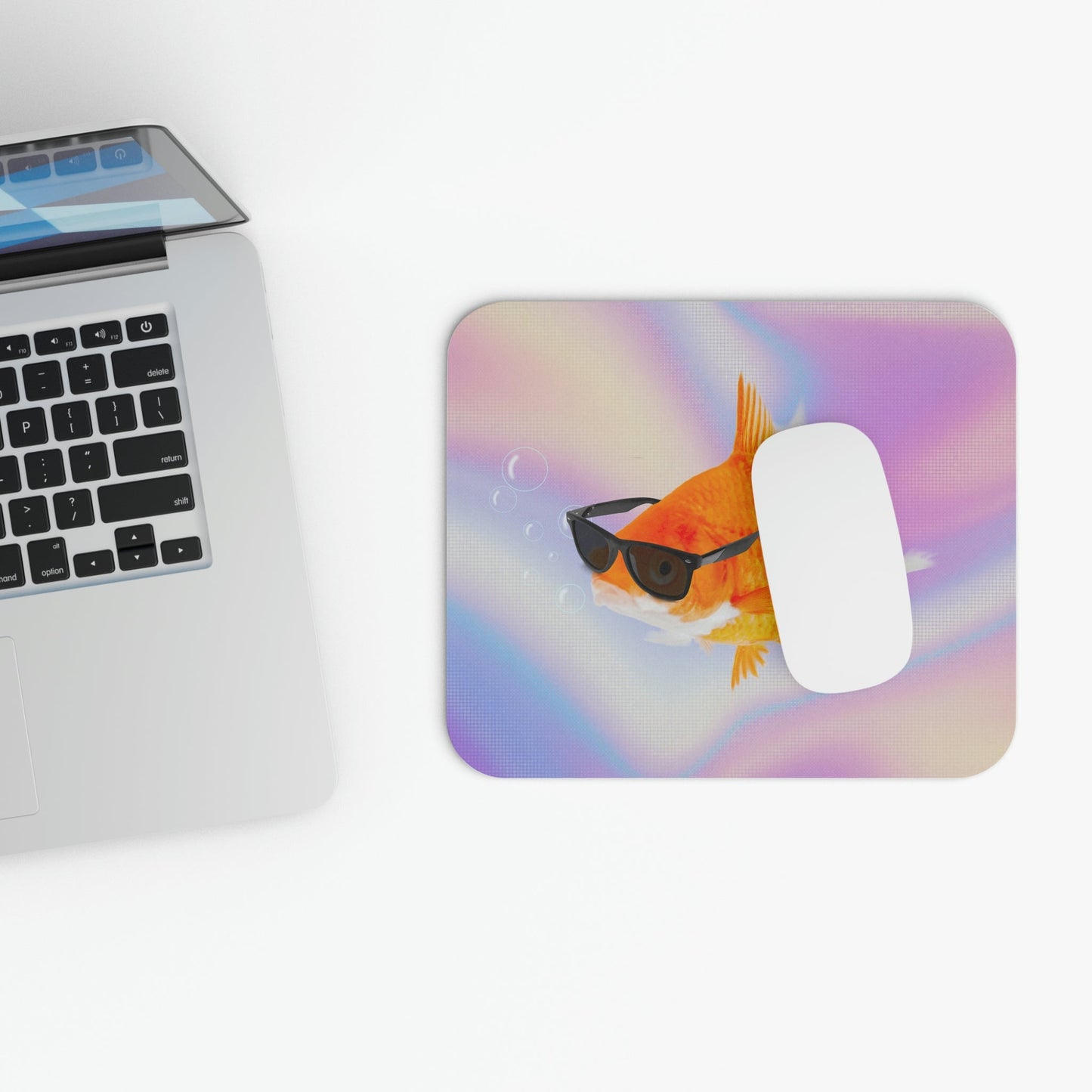 Sunglasses-Clad Goldfish Mouse Pad