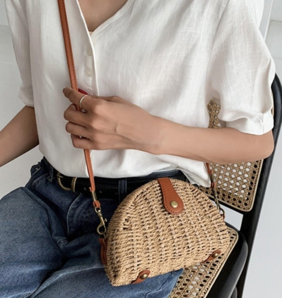 Straw Crossbody Bag - Emphasizing the Essence, Distinct from the Original