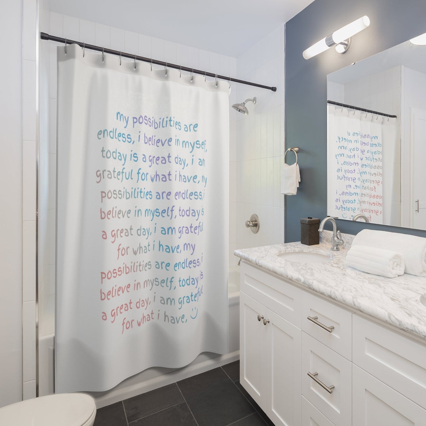 Positive Affirmations Shower Curtain for Daily Use
