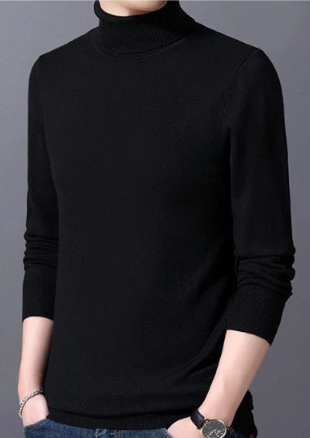 Slim-Fit Turtleneck Sweater for Men