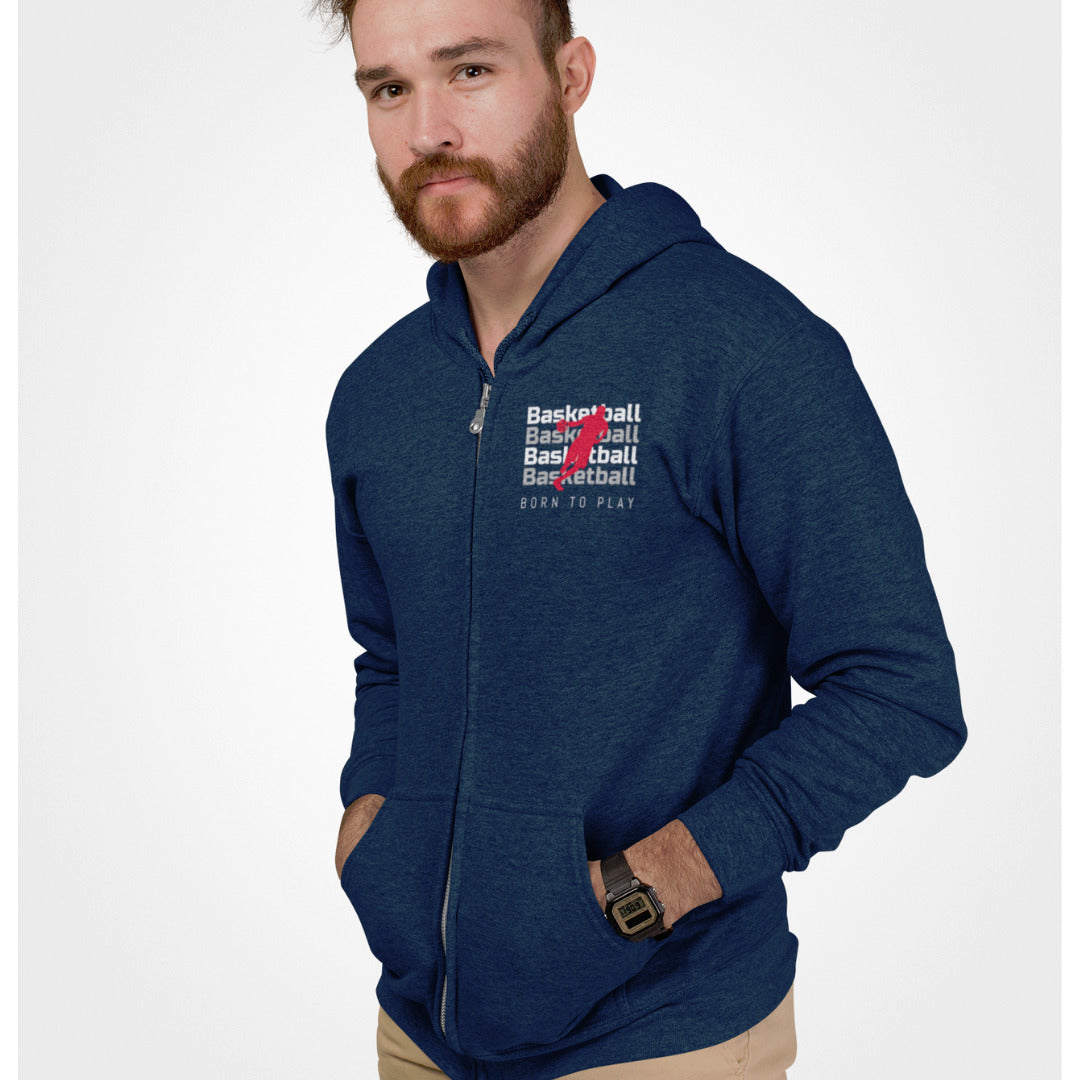 Full-Zip Hooded Sweatshirt for Men's Basketball Players