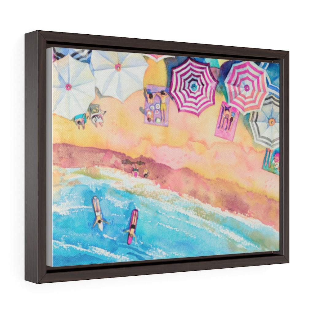 Beach Day: A Vibrant Horizontal Framed Premium Gallery Wrap Canvas
