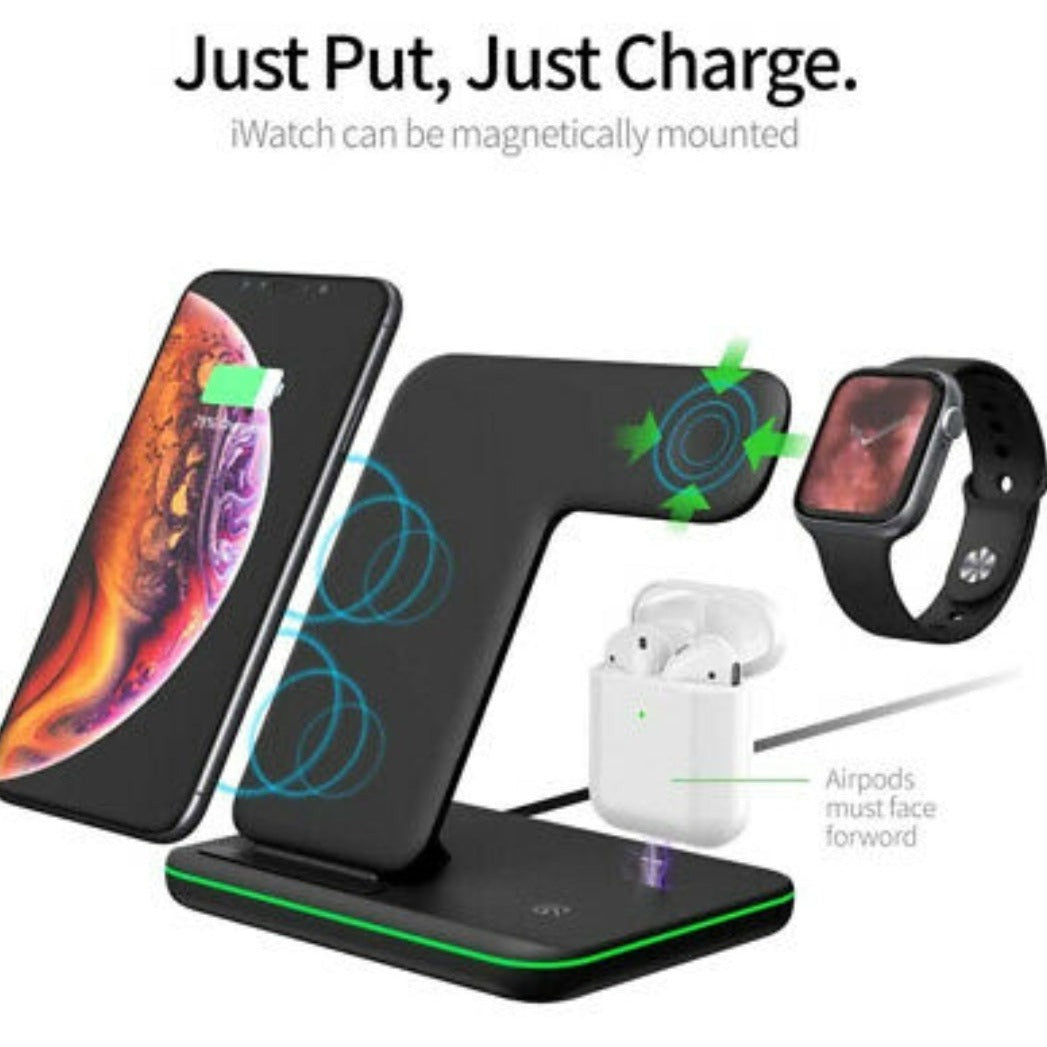 Wireless Charging Hub with 3-in-1 Compatibility for Multiple Devices