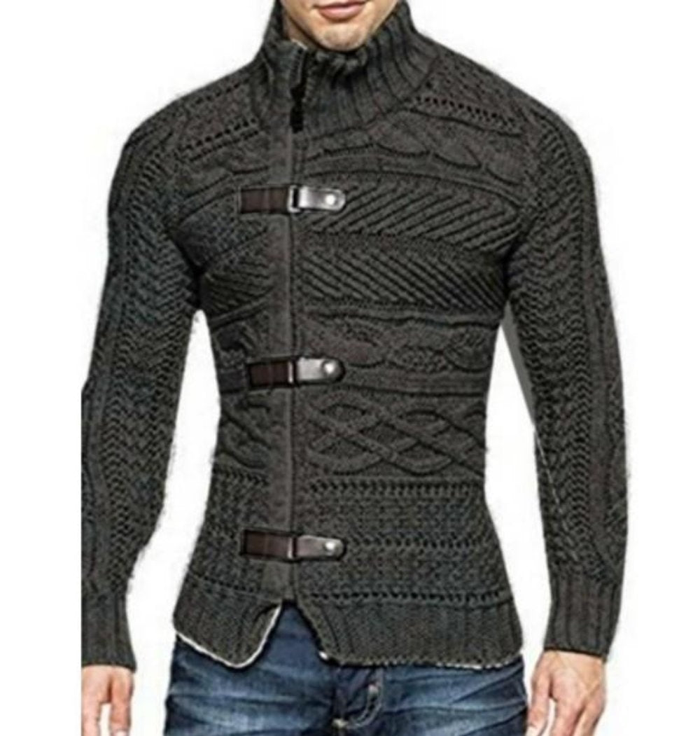 Slim Fit High Collar Men's Cardigan