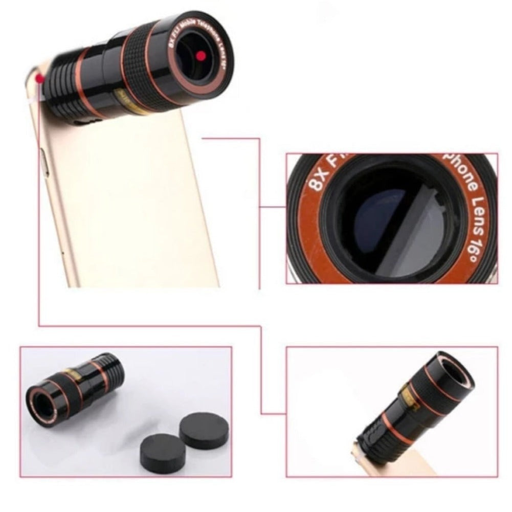 High-Definition Smartphone Lens with 8X Optical Zoom and Universal Clip