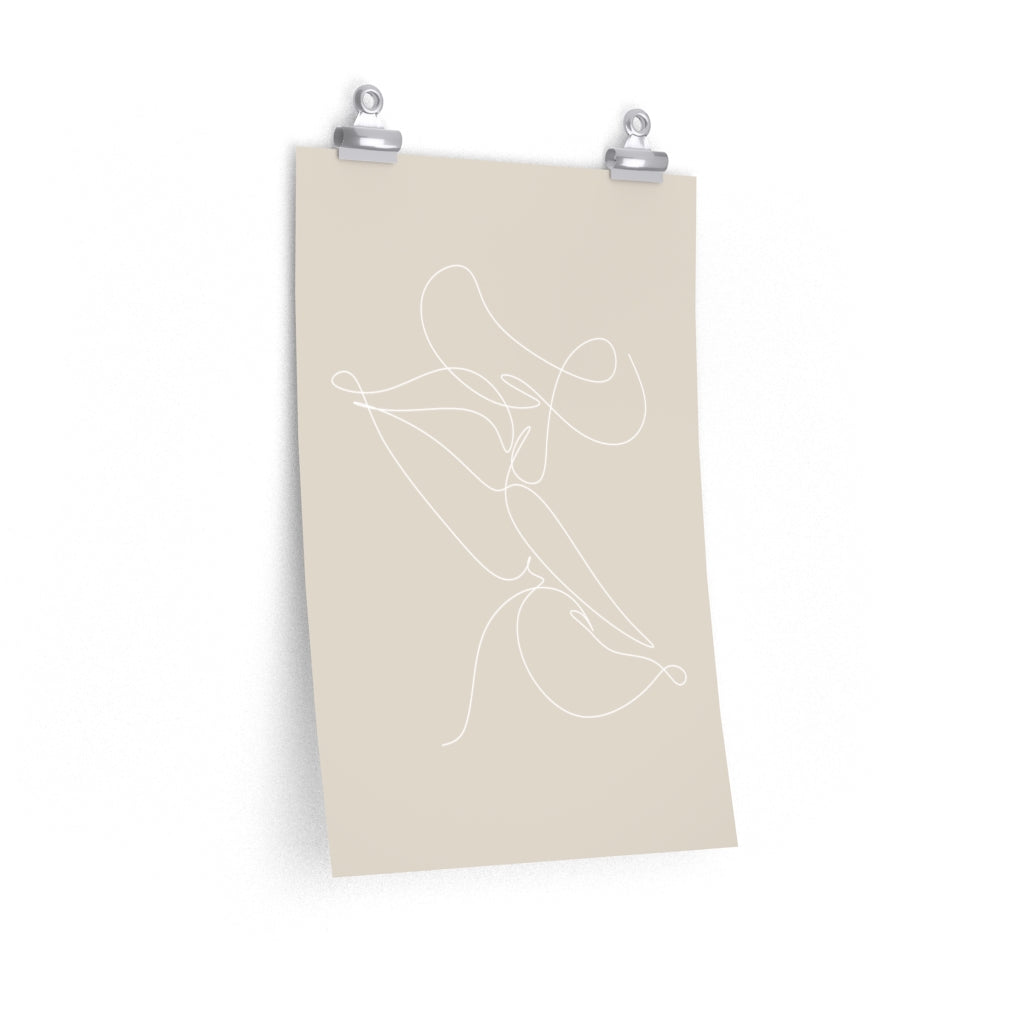 Abstract Art Print with Kiss Outline Design