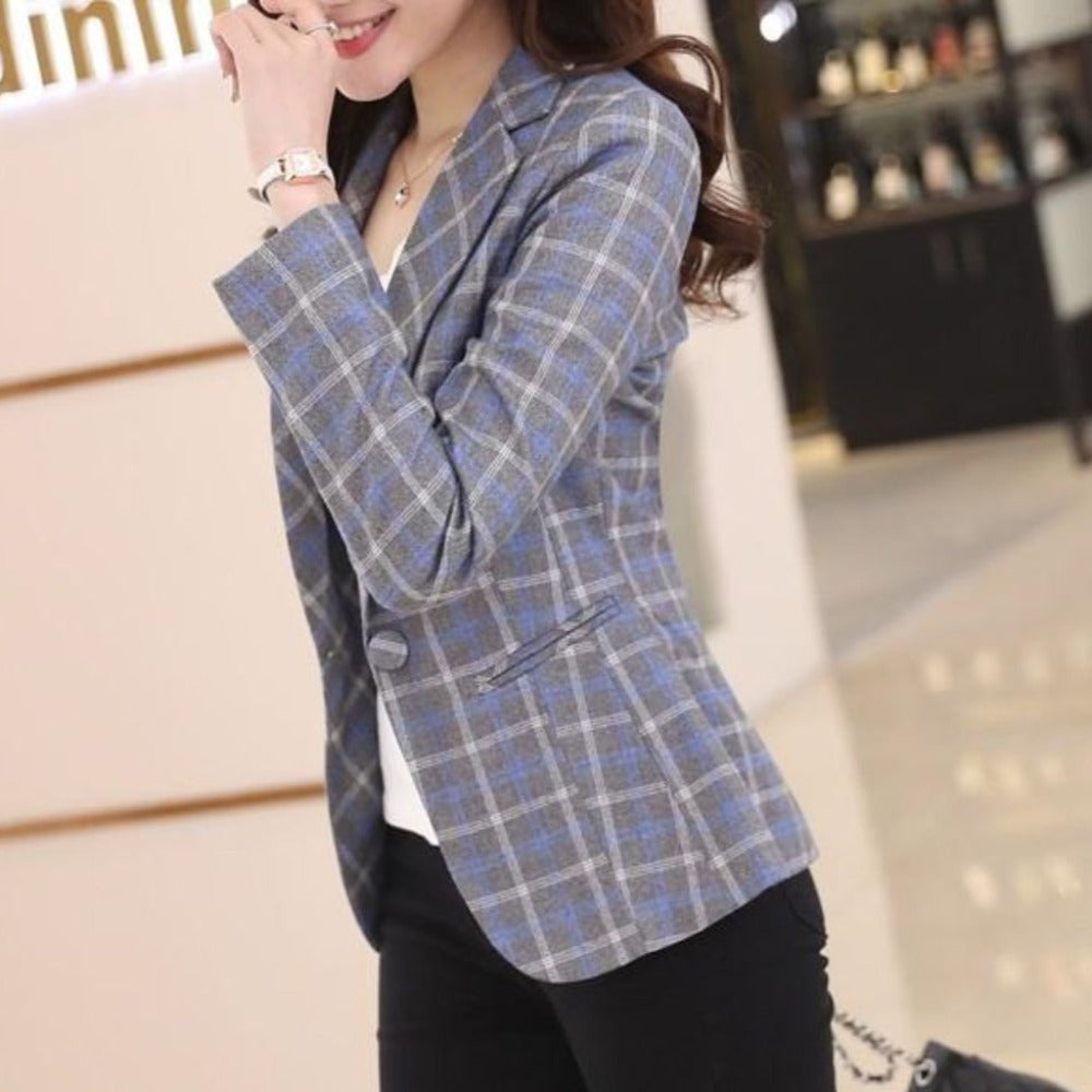 Slim Fit Checkered Blazer for Women