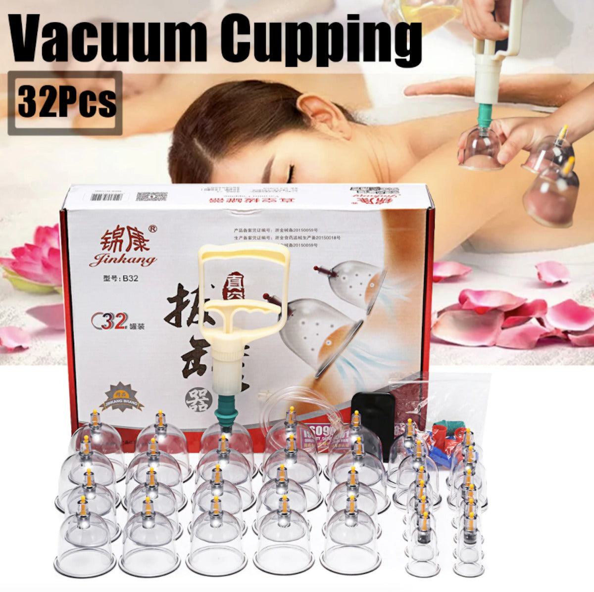 Enhanced 32-Piece Cupping Therapy Kit for High-End Massage Experience
