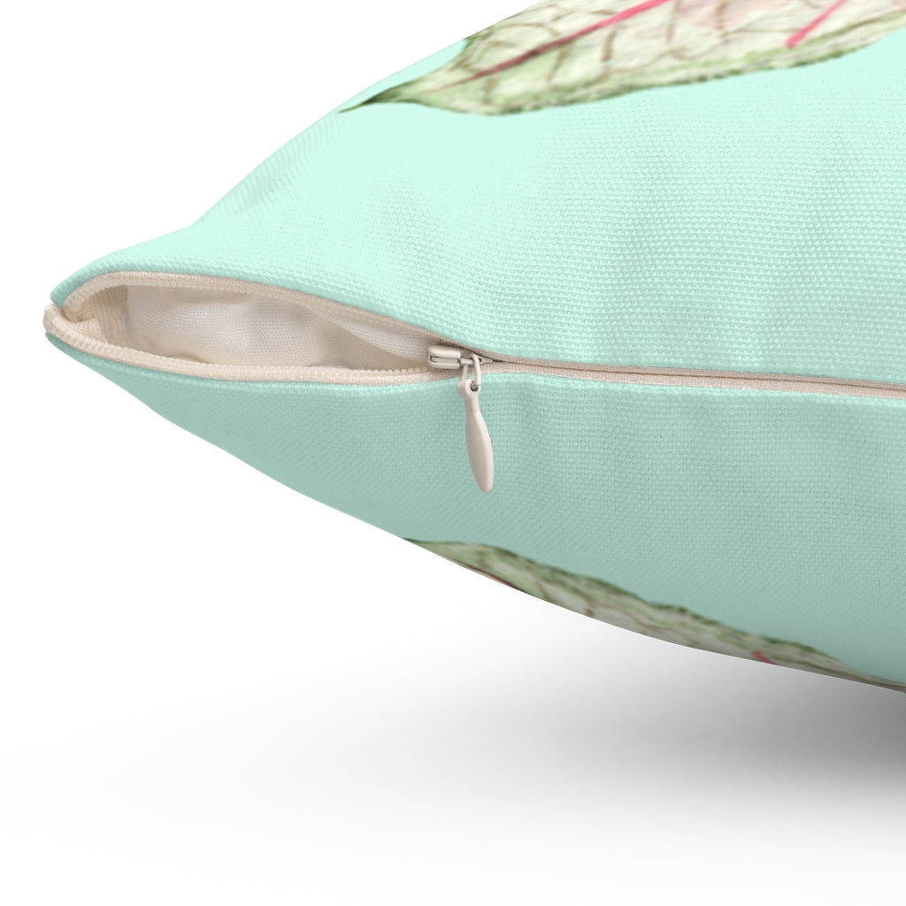 Square Pillow Home Decoration Accents - Green Leaf Design, Available in 4 Sizes