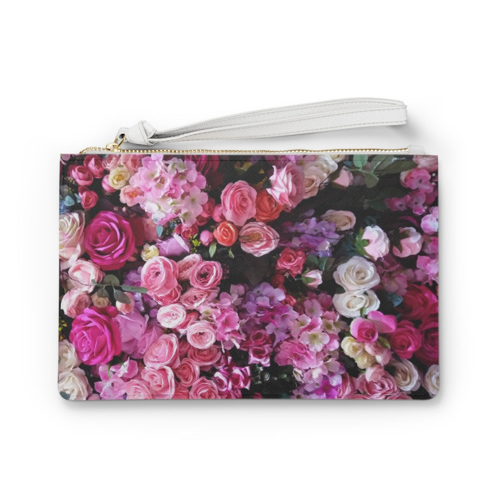 Vegan Zipped Clutch Bag with a Distinct Floral Bouquet Design