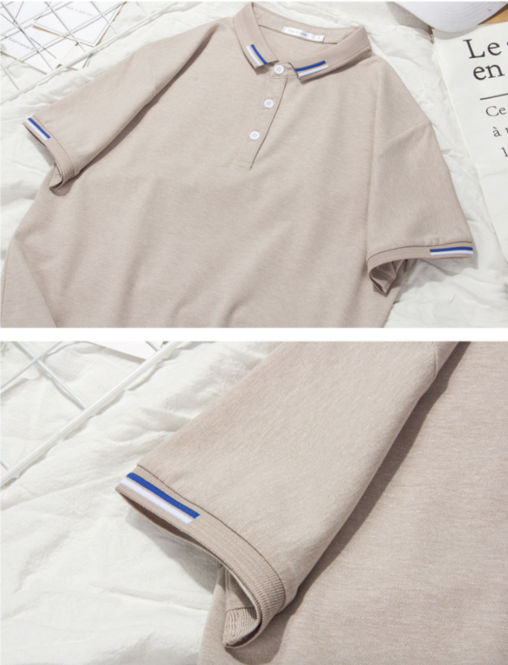 Short-Sleeved Polo Shirt for Men with Distinctive Collar Embellishments