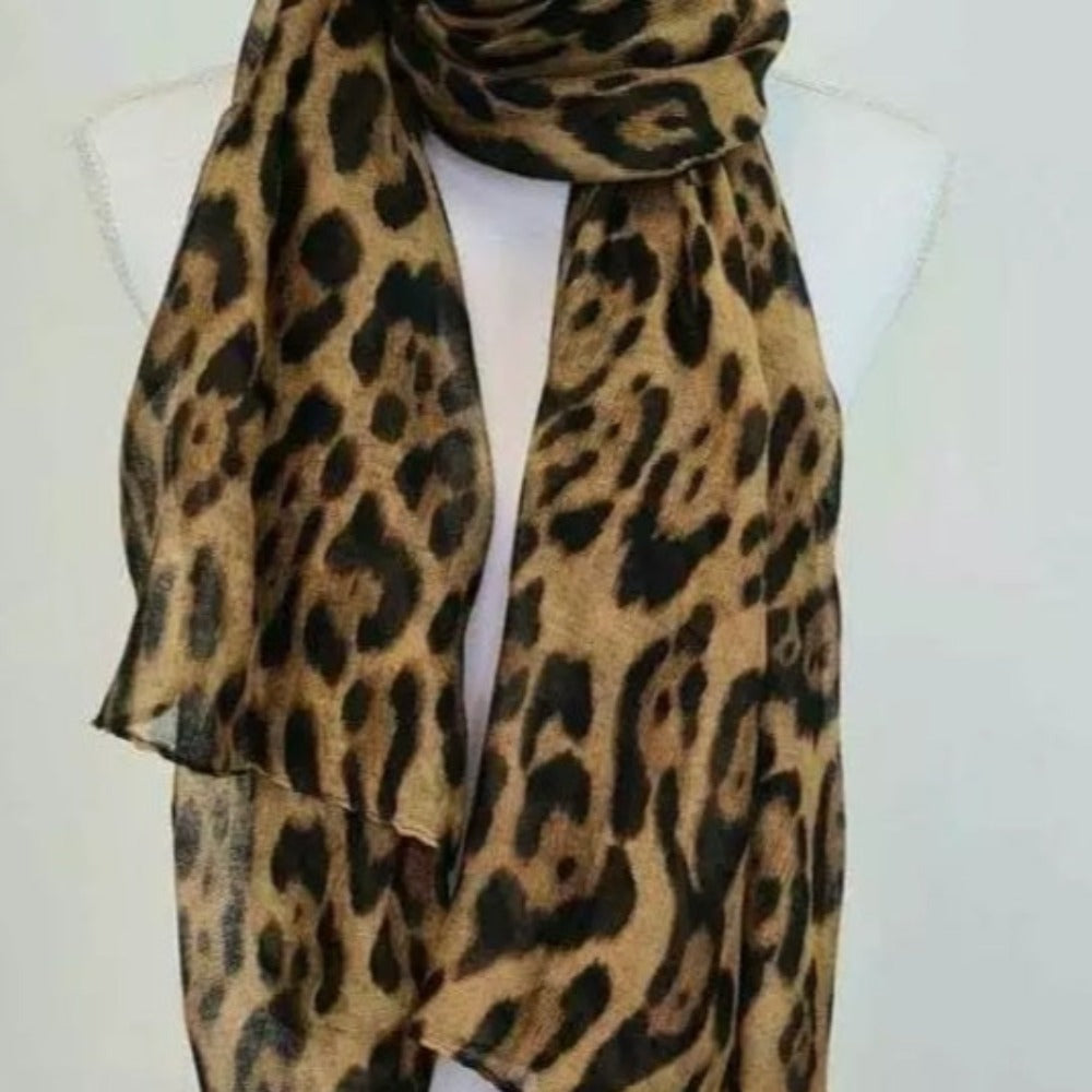 Pack of 2 Leopard Print Chiffon Scarves for Women
