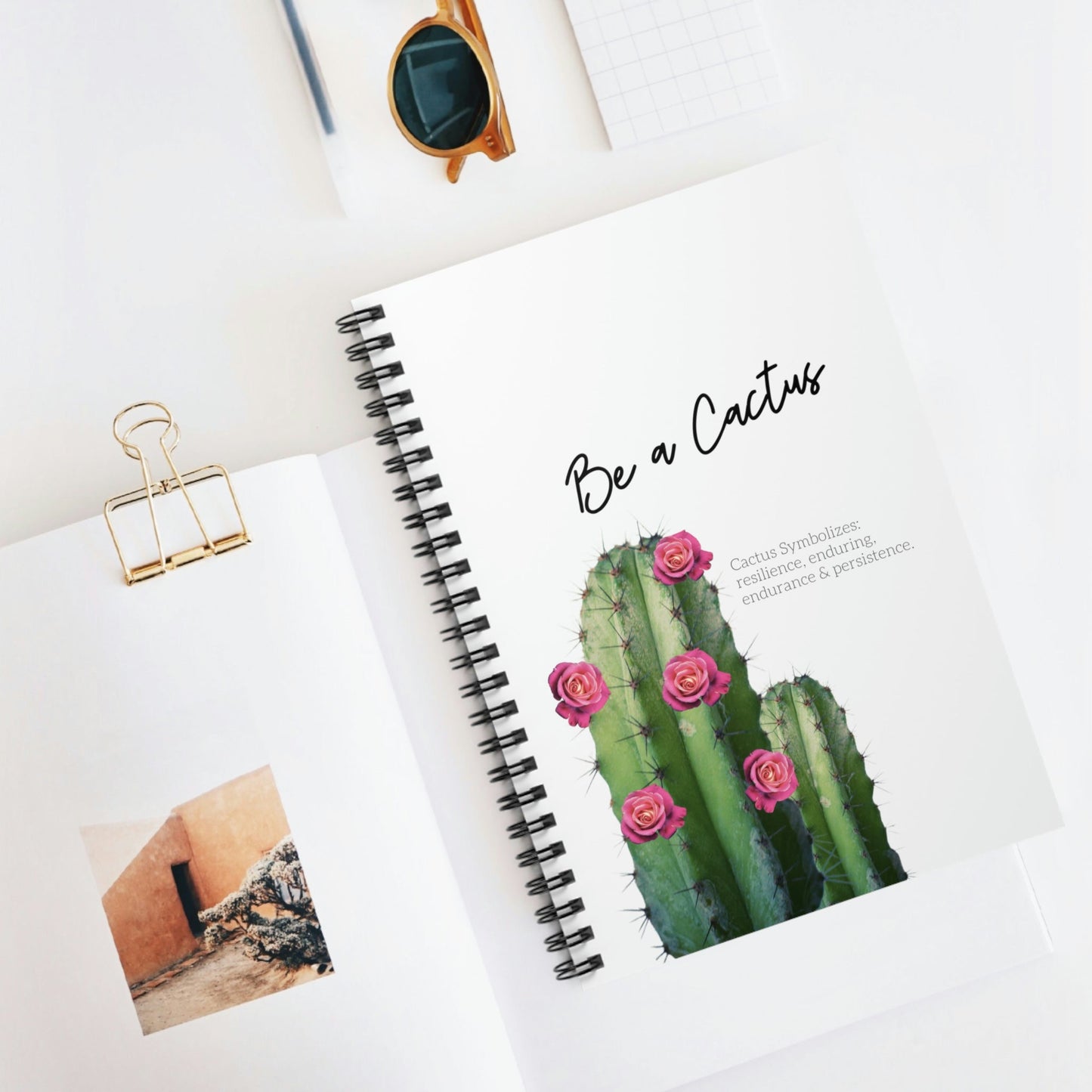 Spiral Notebook with Cactus Design
