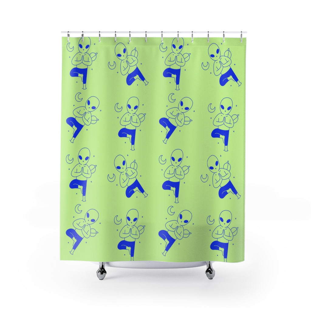Extraterrestrial Yoga Bathroom Drapes