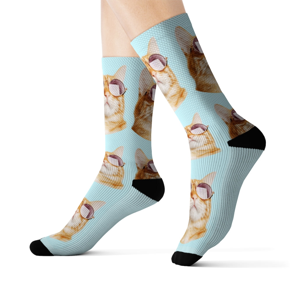Socks with Cool Cat Wearing Shades