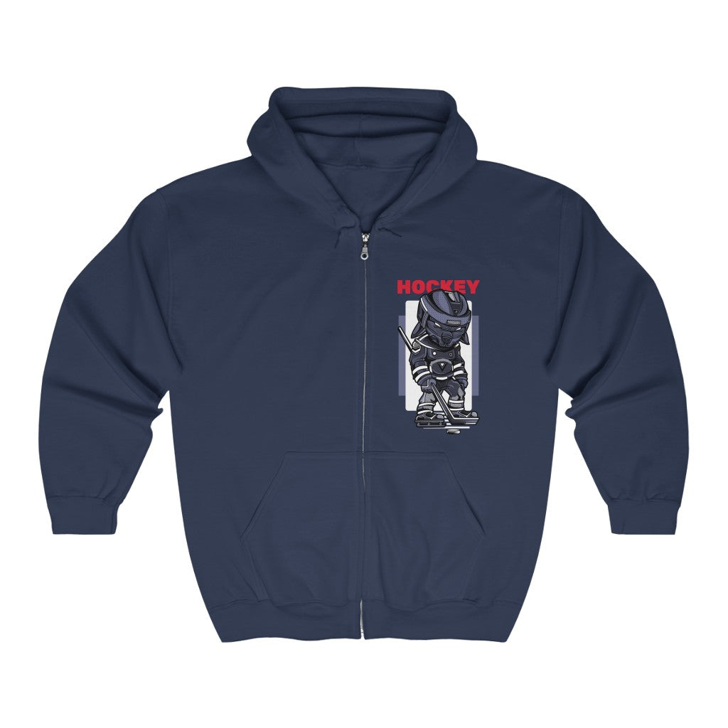 Hockey-Themed Men's Zip-Up Hooded Sweatshirt