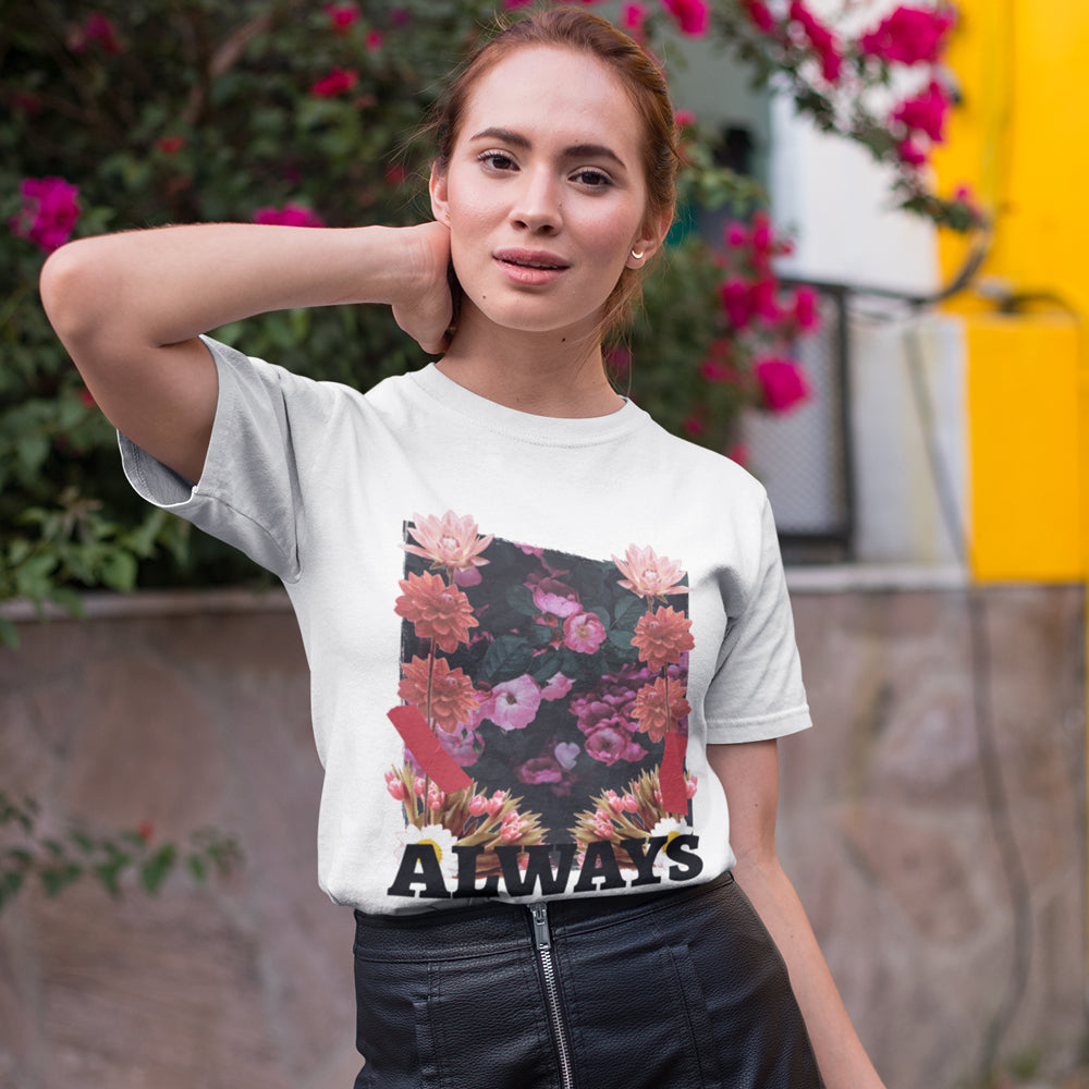 Short Sleeve Jersey Tee with a Floral Grunge Twist