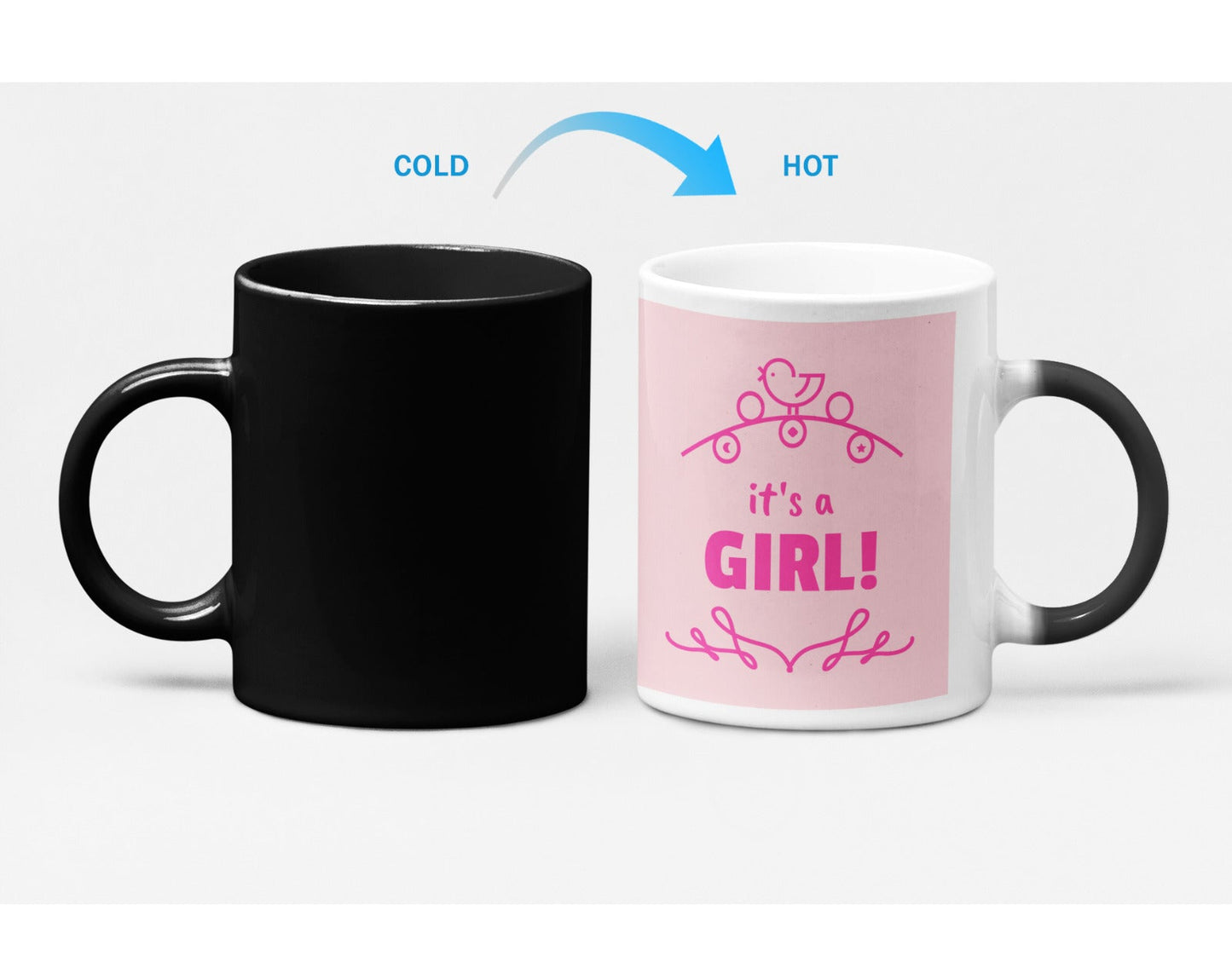 Baby Shower Heat Sensitive Color Changing Mug for Girls