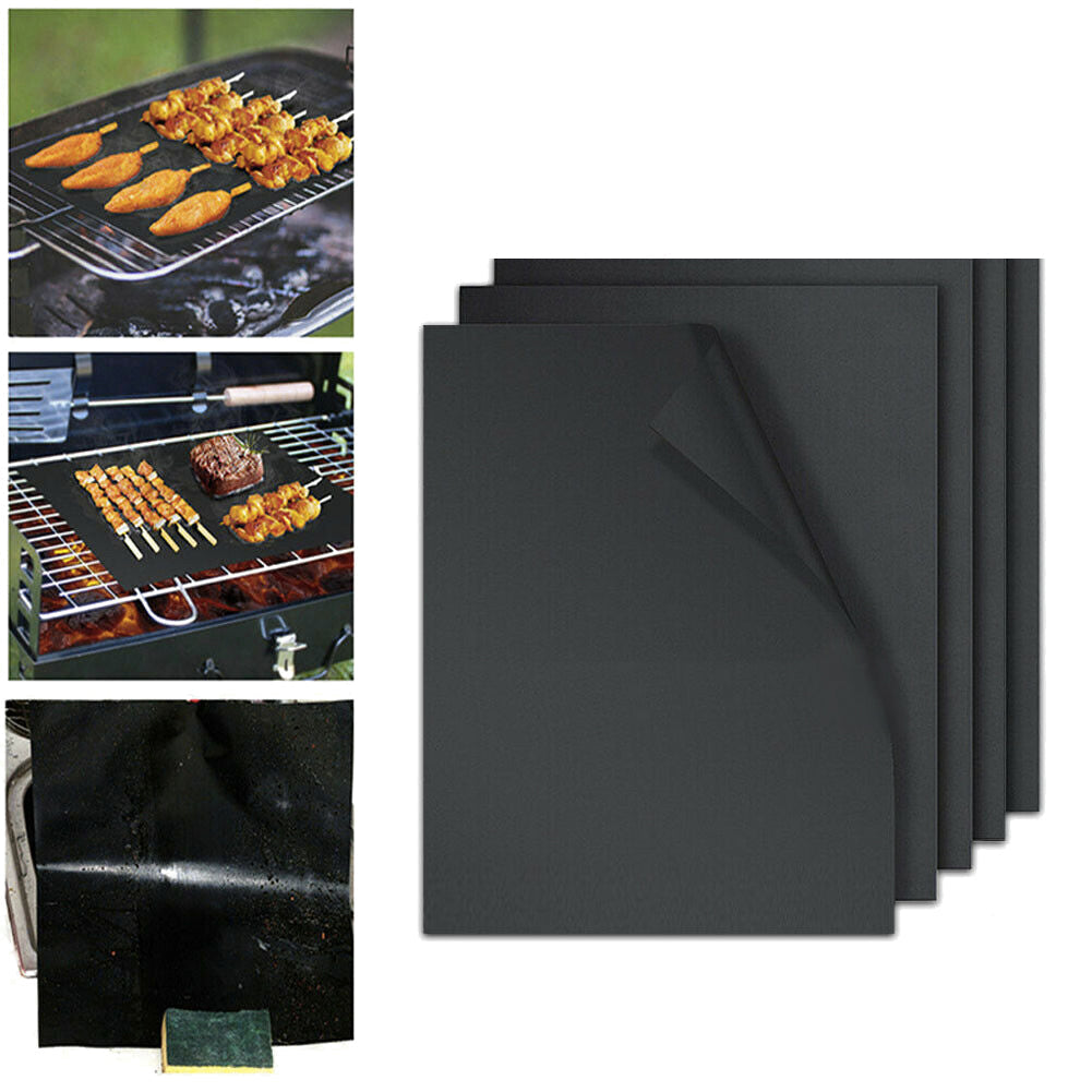 5-Piece Set of Nonstick Reusable Grill Mats for BBQ Meat