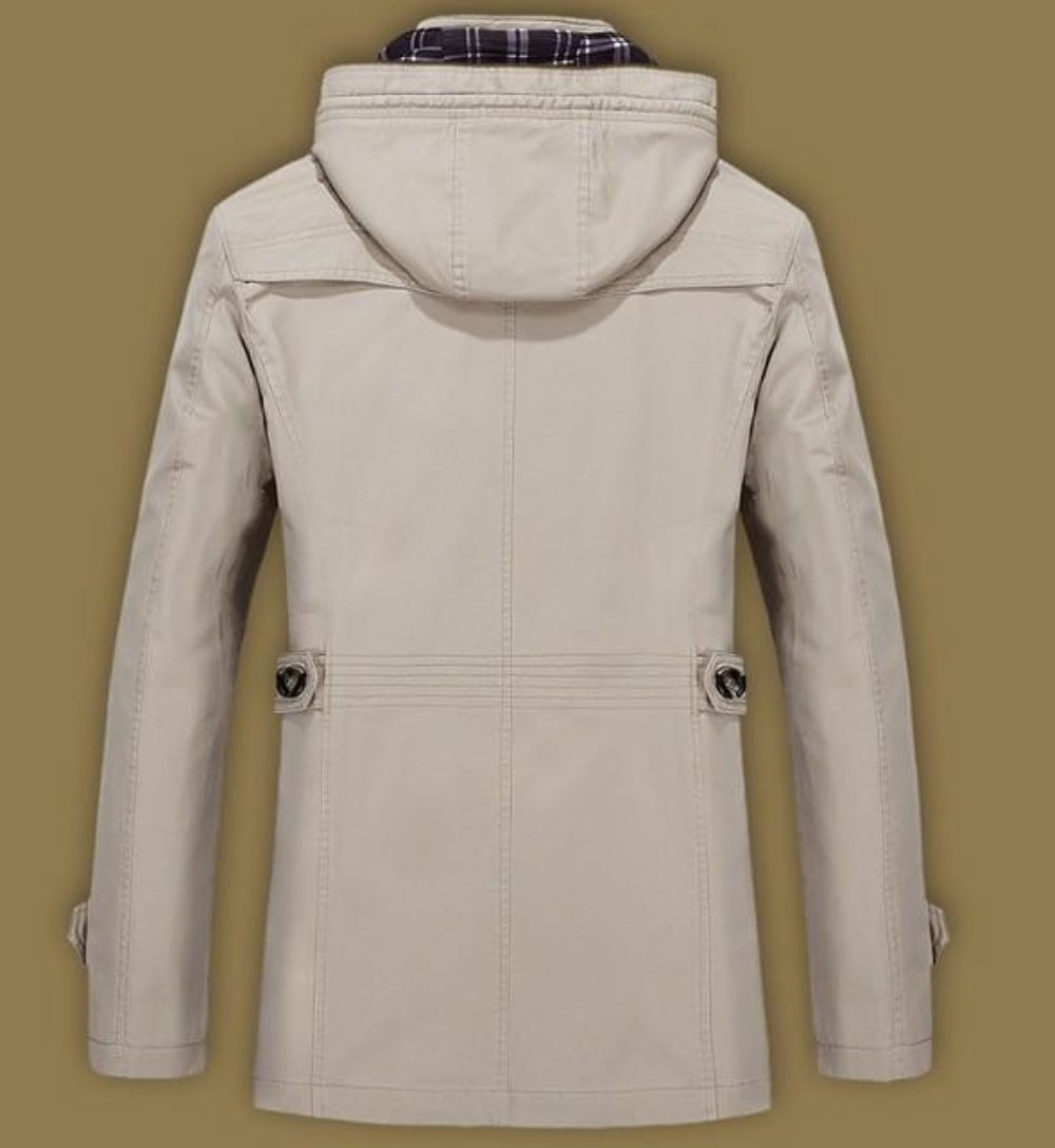 Winter Trench Coat with Mid Length and Hood for Men