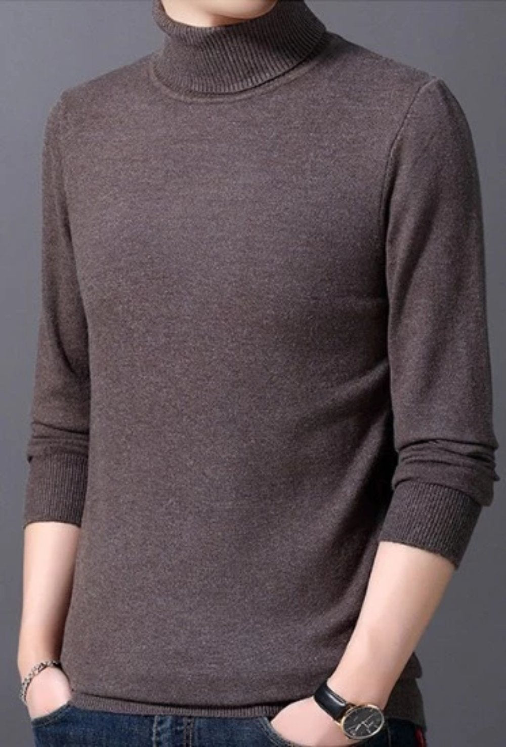 Slim-Fit Turtleneck Sweater for Men
