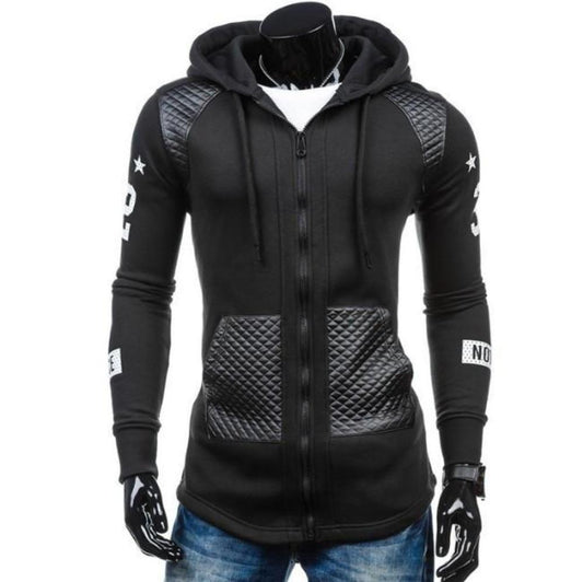 Streetwear-Inspired Hooded Biker Jacket for Men