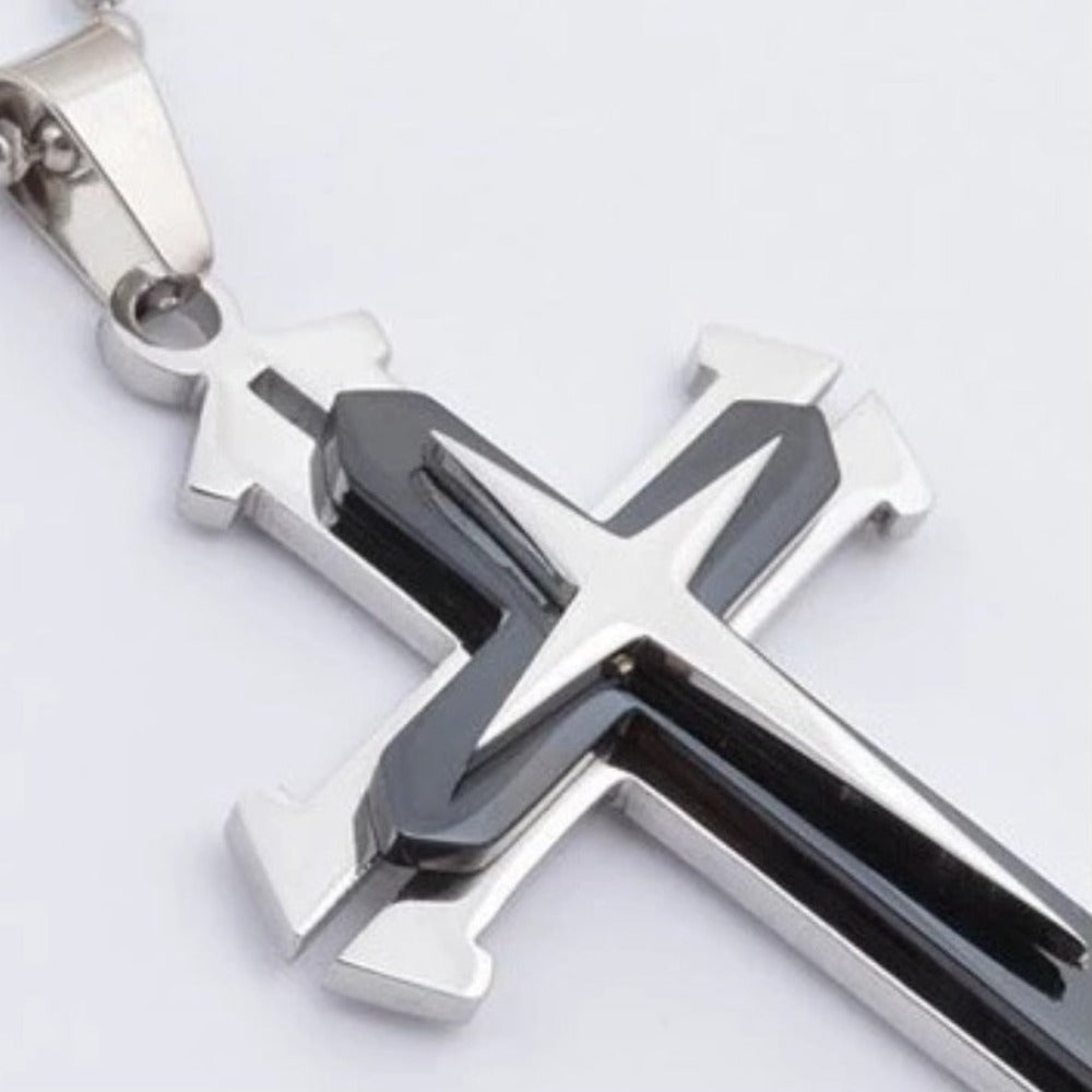 Cross Pendant Necklace for Men in Stainless Steel