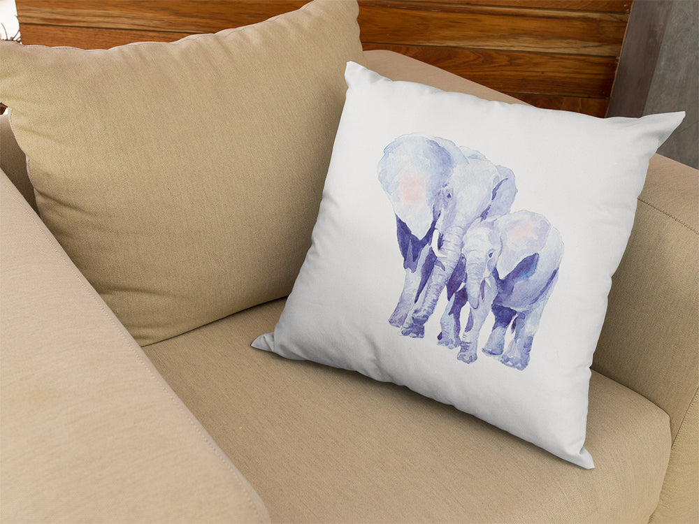 Auspicious Elephant Double Sided Print Faux Suede Square Cushion for Mothers and Babies
