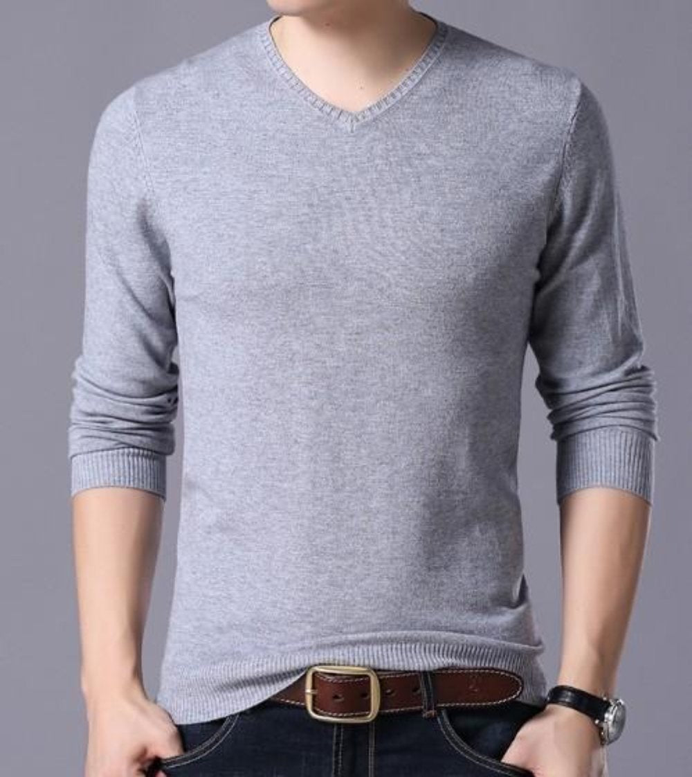 Knitted Top for Men with a V Neck