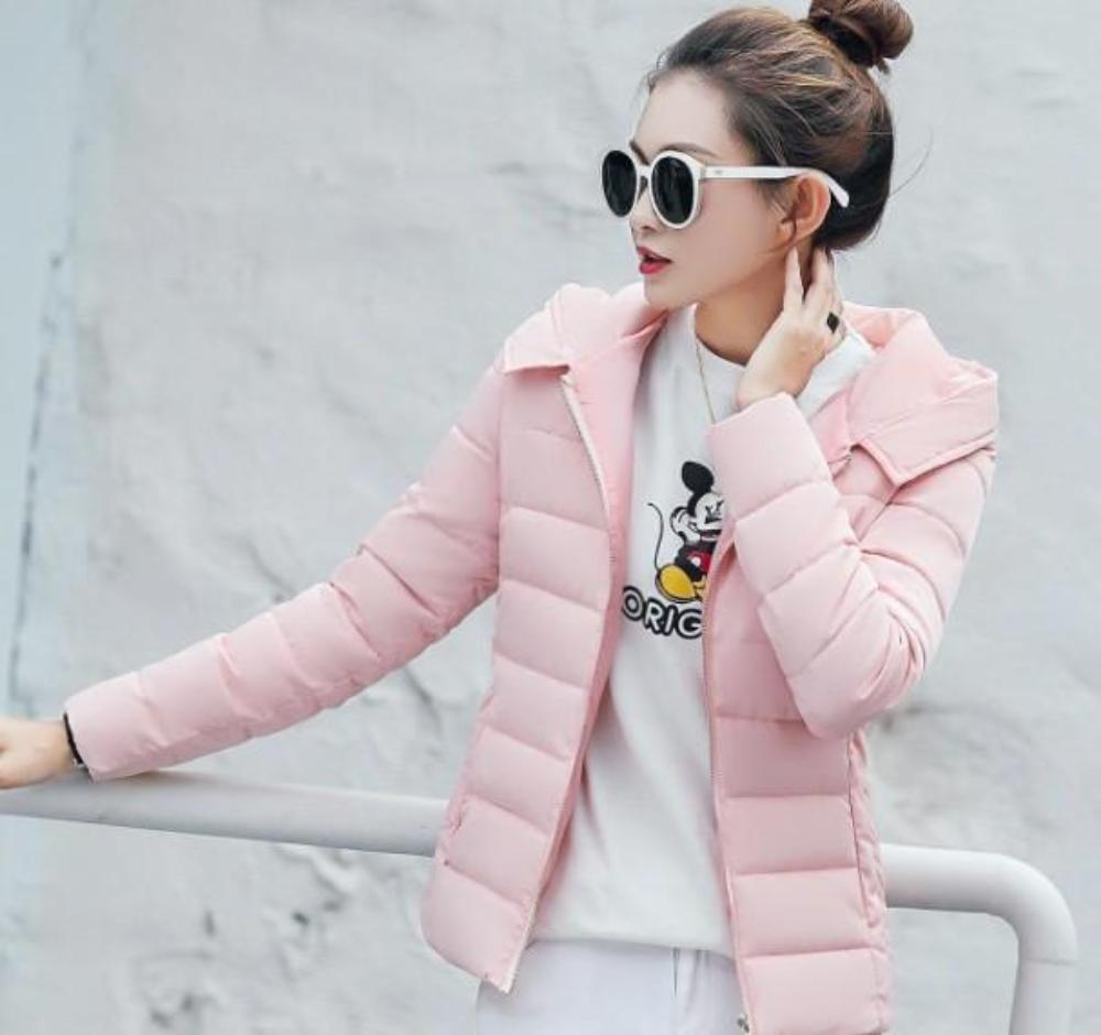 White Slim Fit Winter Hooded Short Zip-Up Jacket for Women