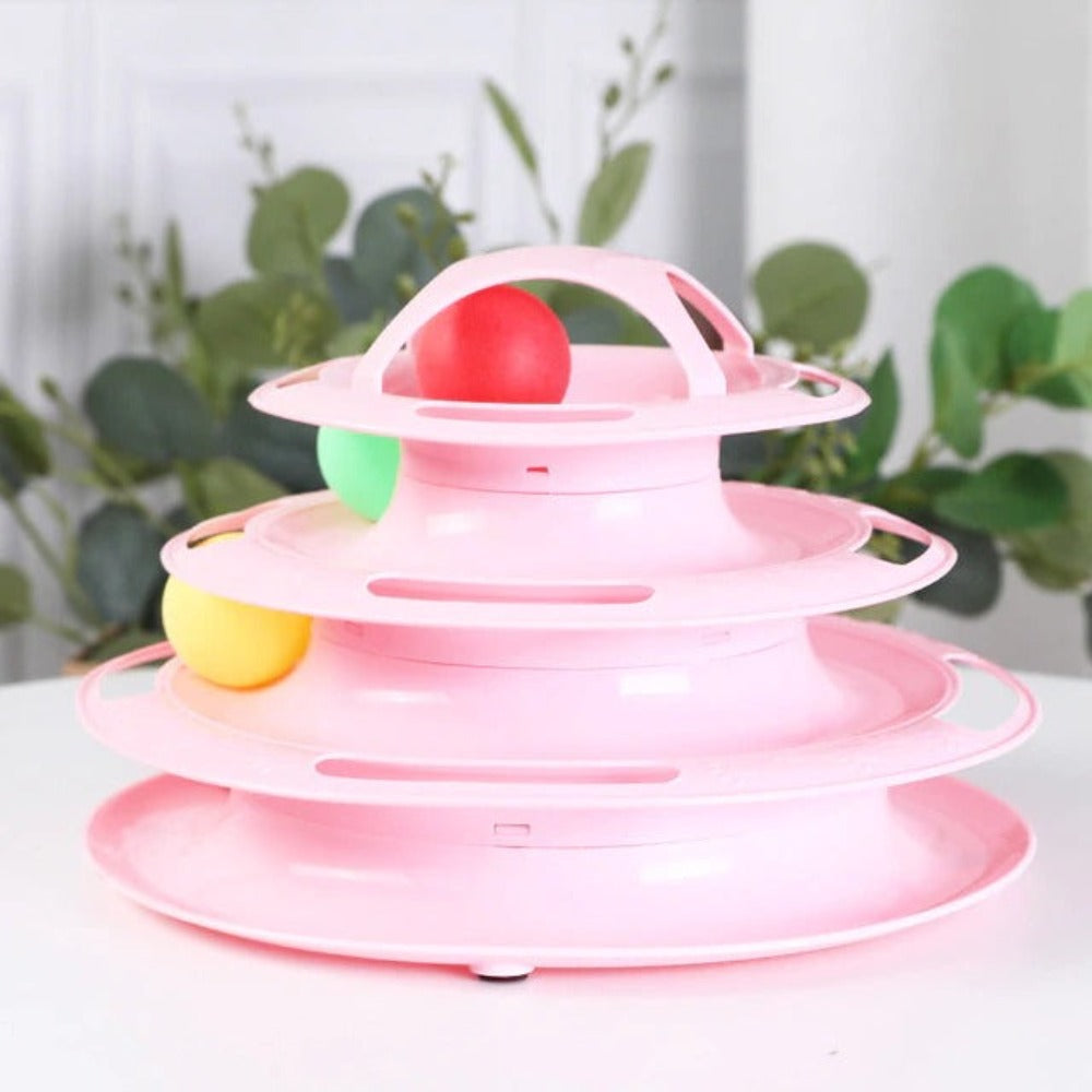Multi-layer Foldable Interactive Cat Toy with Turntable Design