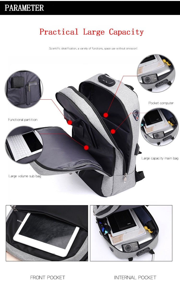 Versatile Shockproof Backpack with USB and Audio Jack