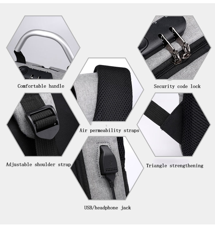 Versatile Shockproof Backpack with USB and Audio Jack