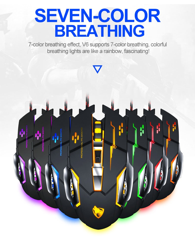 Adjustable Wired LED Gaming Mouse - High Precision 3200DPI for Professionals