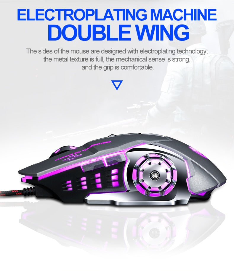 Adjustable Wired LED Gaming Mouse - High Precision 3200DPI for Professionals