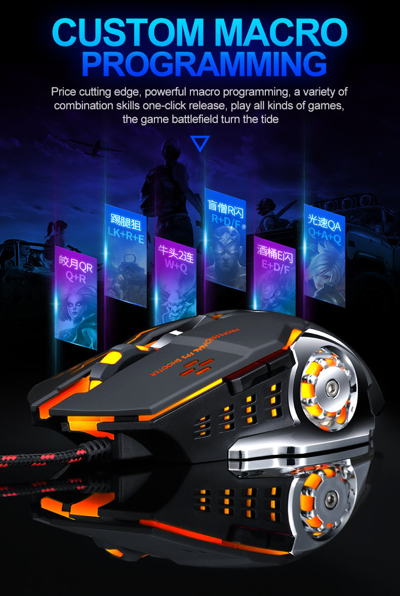 Adjustable Wired LED Gaming Mouse - High Precision 3200DPI for Professionals