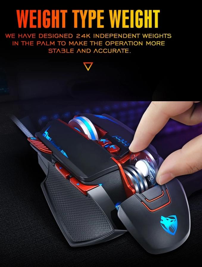 Adjustable LED Gaming Mouse with 8 Buttons and Customizable DPI - DragonV9